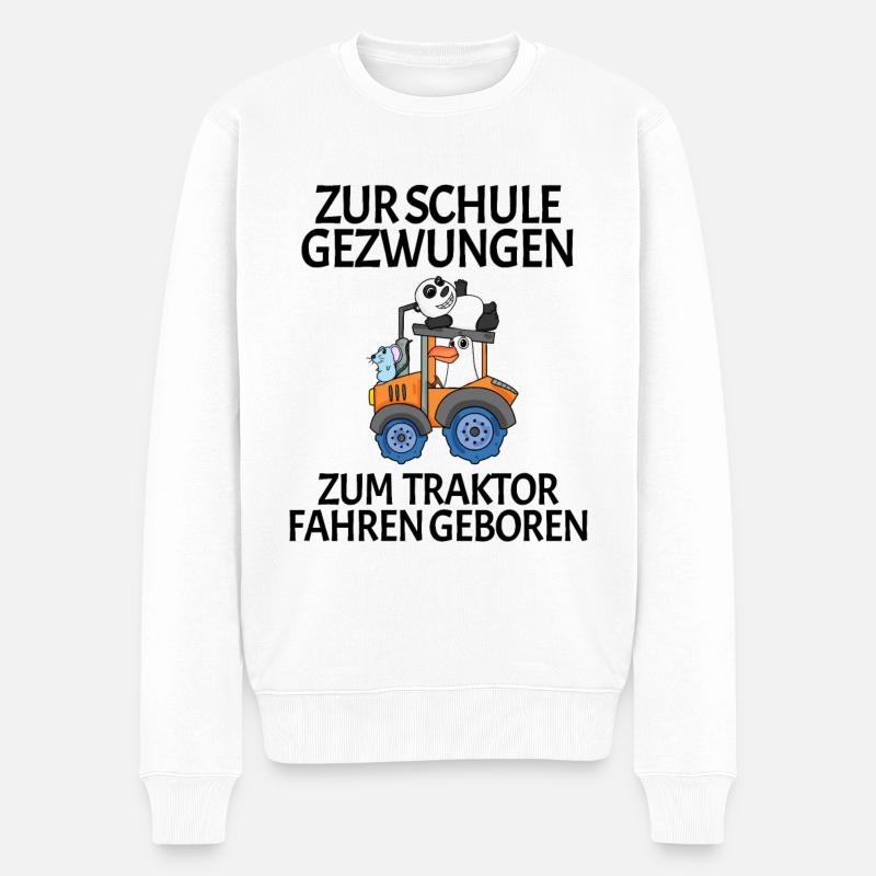 Schule Einschulung Traktor Geschenk Lustig - Männer Premium Bio Pullover - Weiß