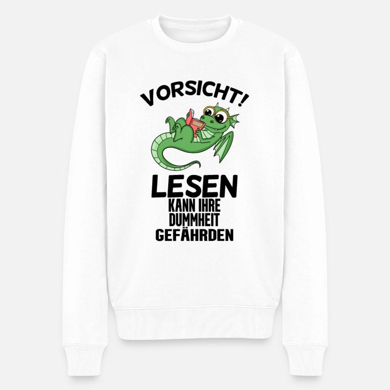 Lesen Spruch lustig - Männer Premium Bio Pullover - Weiß