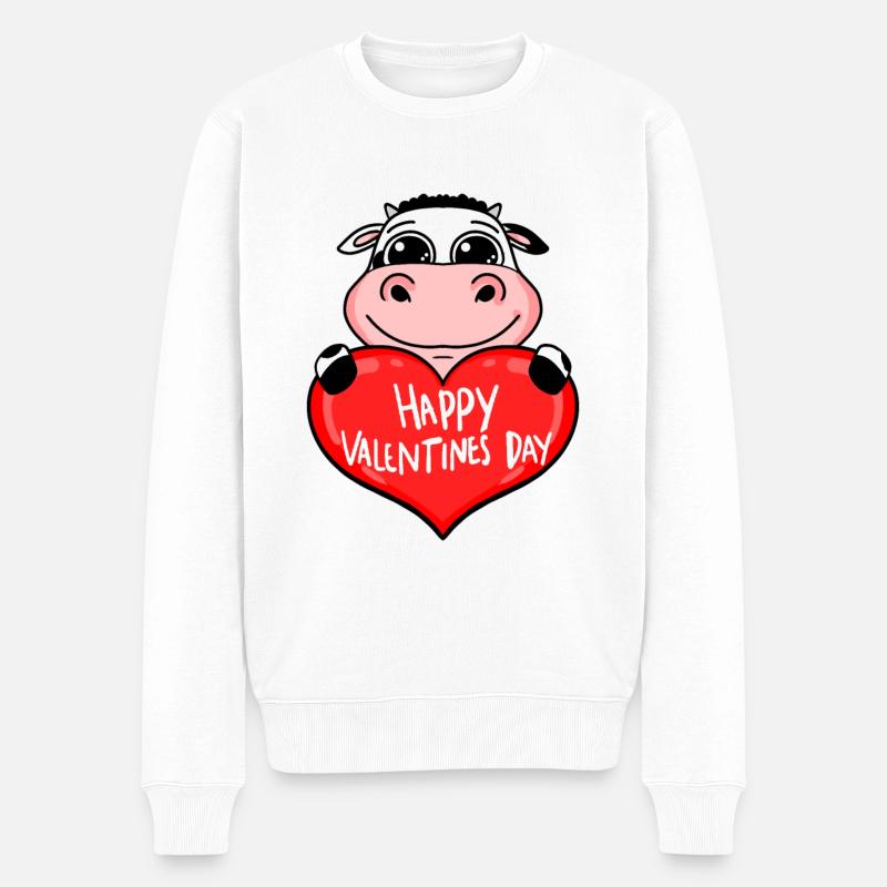 Vache cœur de la Saint-Valentin - Pull Premium bio Homme - blanc