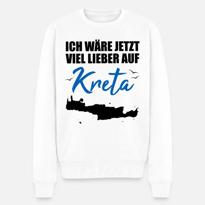 Kreta Lustiger Spruch Griechenland Insel Geschenk - Männer Premium Bio Pullover - Weiß