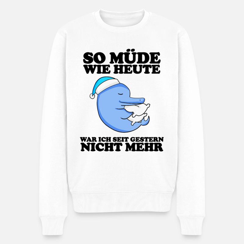 Müde Spruch lustig Schlafen Ausschlafen Faul - Männer Premium Bio Pullover - Weiß