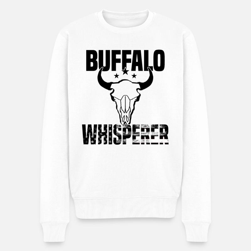 Buffle Bison Buffle Amérindien - Pull Premium bio Homme - blanc