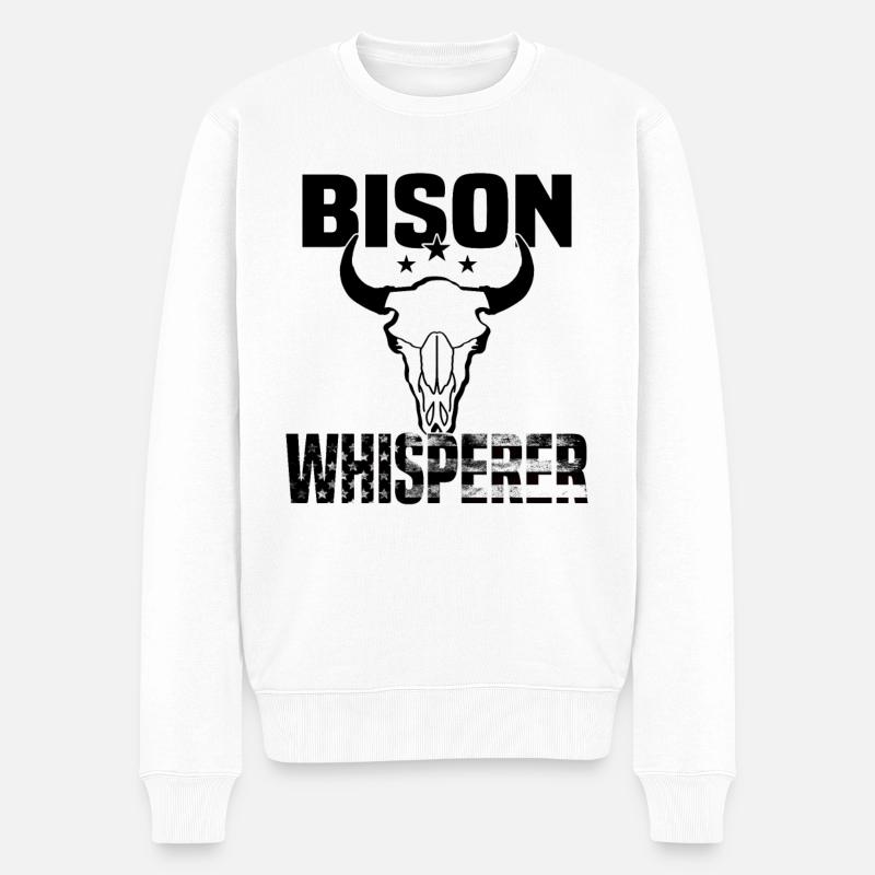 Buffle Bison Buffle Amérindien - Pull Premium bio Homme - blanc