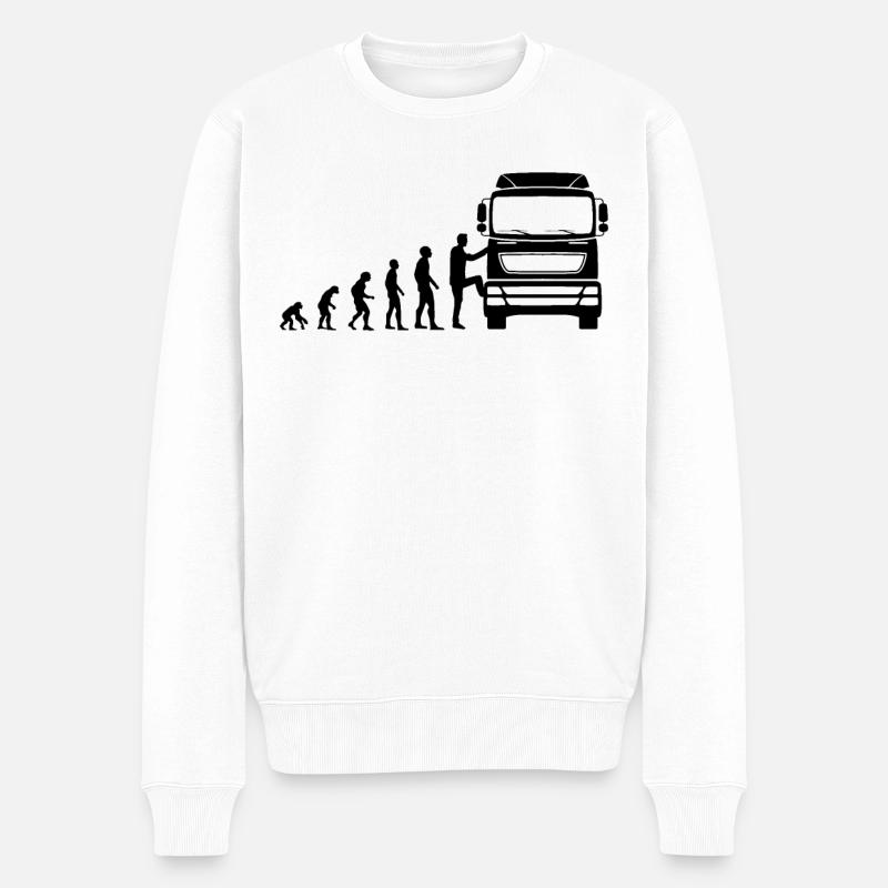 LKW-Fahrer Fernfahrer Lustige Evolution Geschenk - Männer Premium Bio Pullover - Weiß