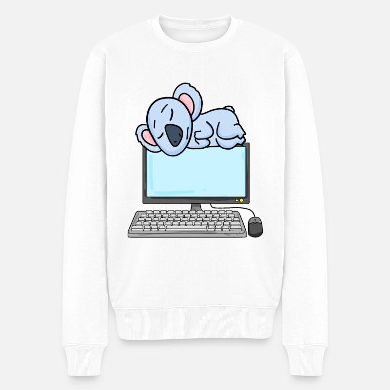 Koala Computer Nerd Programmierer Geschenk - Männer Premium Bio Pullover - Weiß