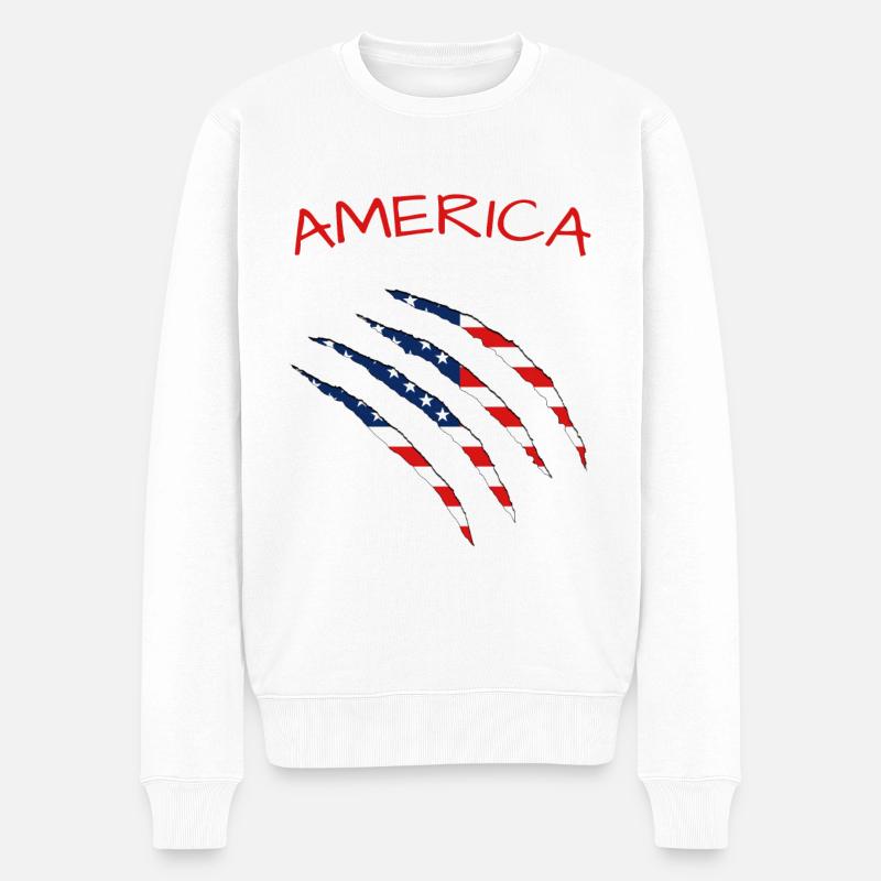 America - Männer Premium Bio Pullover - Weiß