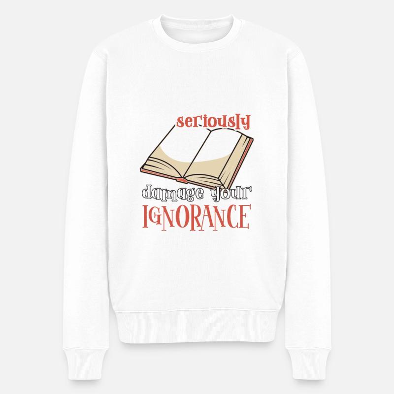 Buchleser Leseliteratur Bücherwurm Geschenkidee - Männer Premium Bio Pullover - Weiß