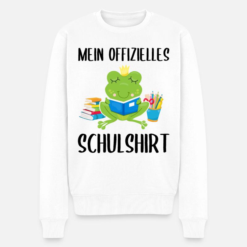 Frosch Schulshirt Schulbeginn Schule Geschenk - Männer Premium Bio Pullover - Weiß