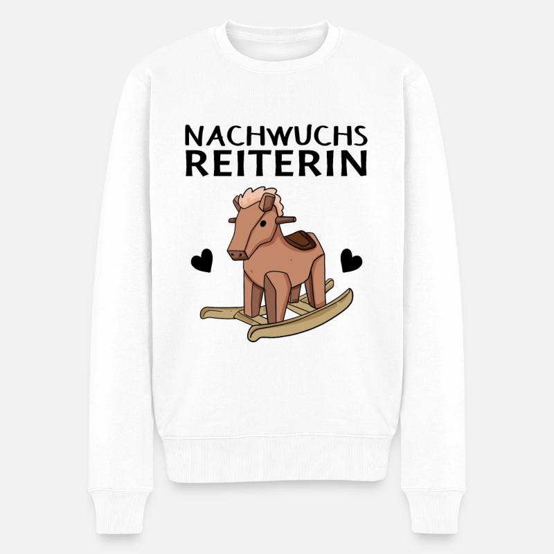 Reiterin Nachwuchs Pferd - Männer Premium Bio Pullover - Weiß