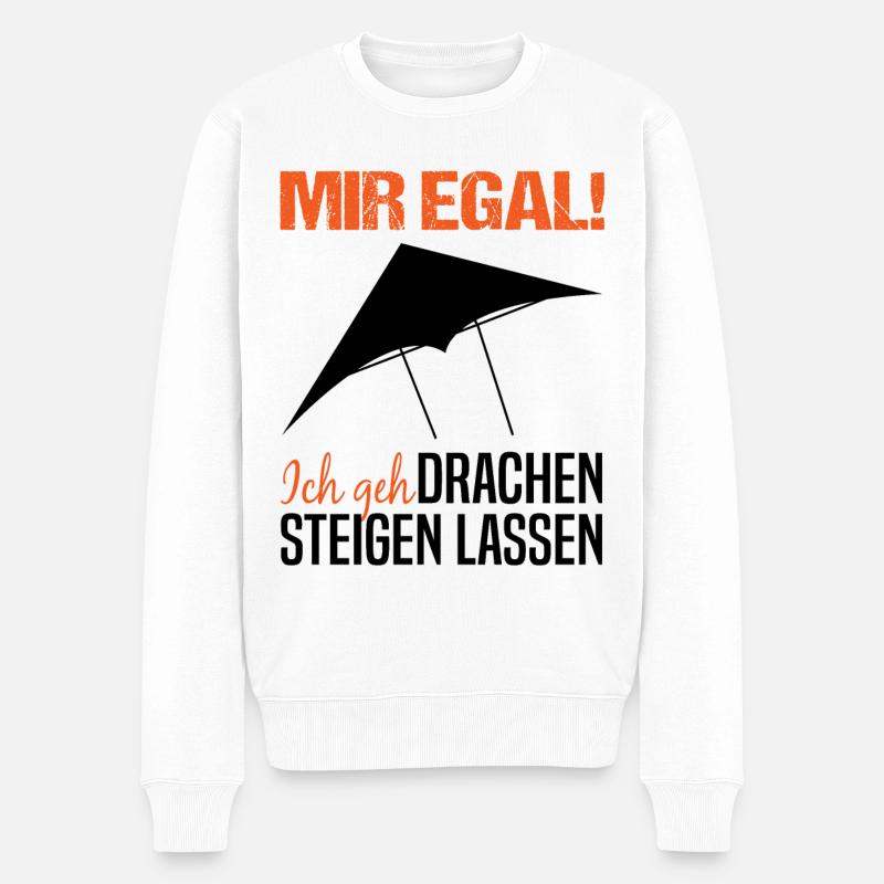 Drachenfliegen Drachensteigen Spruch Geschenk - Männer Premium Bio Pullover - Weiß