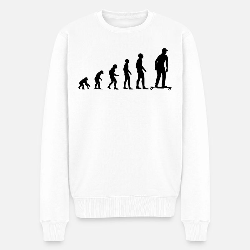 Skater Evolution Skateboard électrique Cadeau - Pull Premium bio Homme - blanc