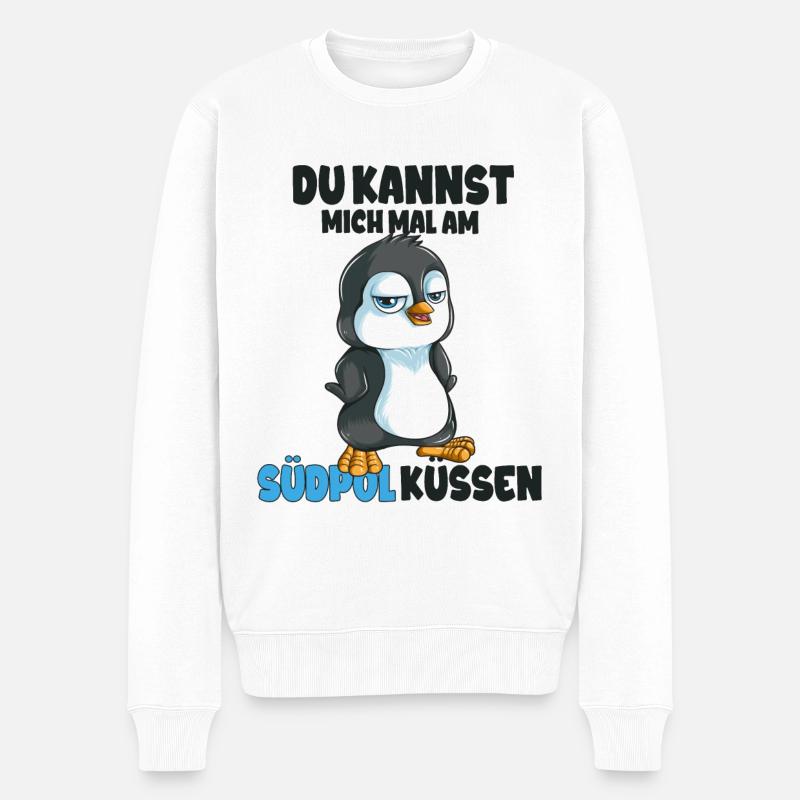 Kannst mich mal am Südpol küssen Pinguine - Männer Premium Bio Pullover - Weiß