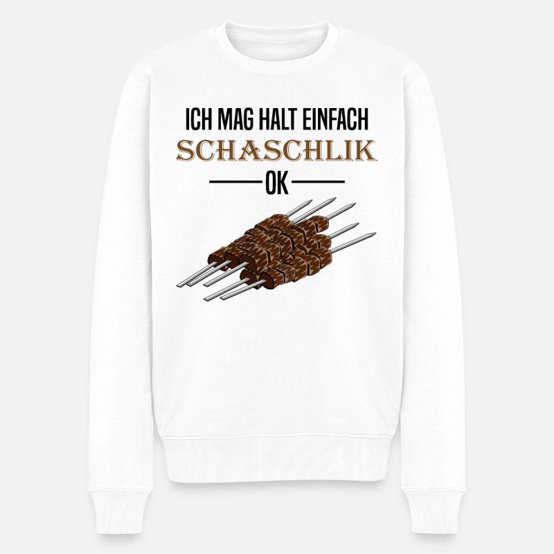 Schaschlik Direkt Ehrlich Spruch Geschenk - Männer Premium Bio Pullover - Weiß