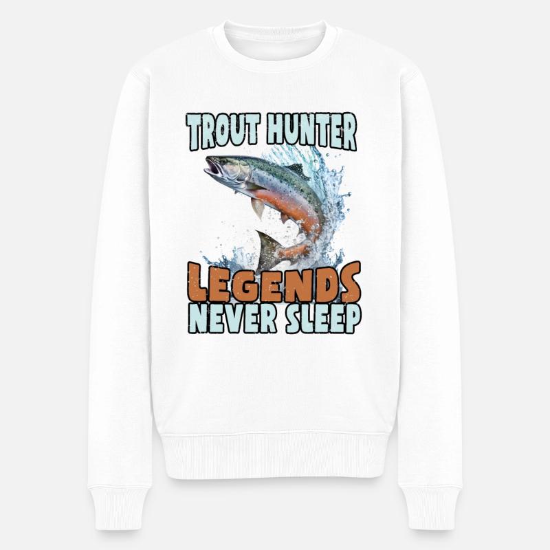 Fischen Forelle Lachs Fischer Angler Barsch - Männer Premium Bio Pullover - Weiß