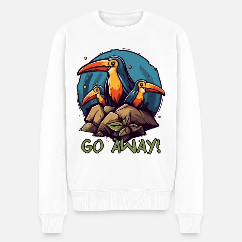 Oiseaux idiots, sortez d’ici ! - Pull Premium bio Homme - blanc