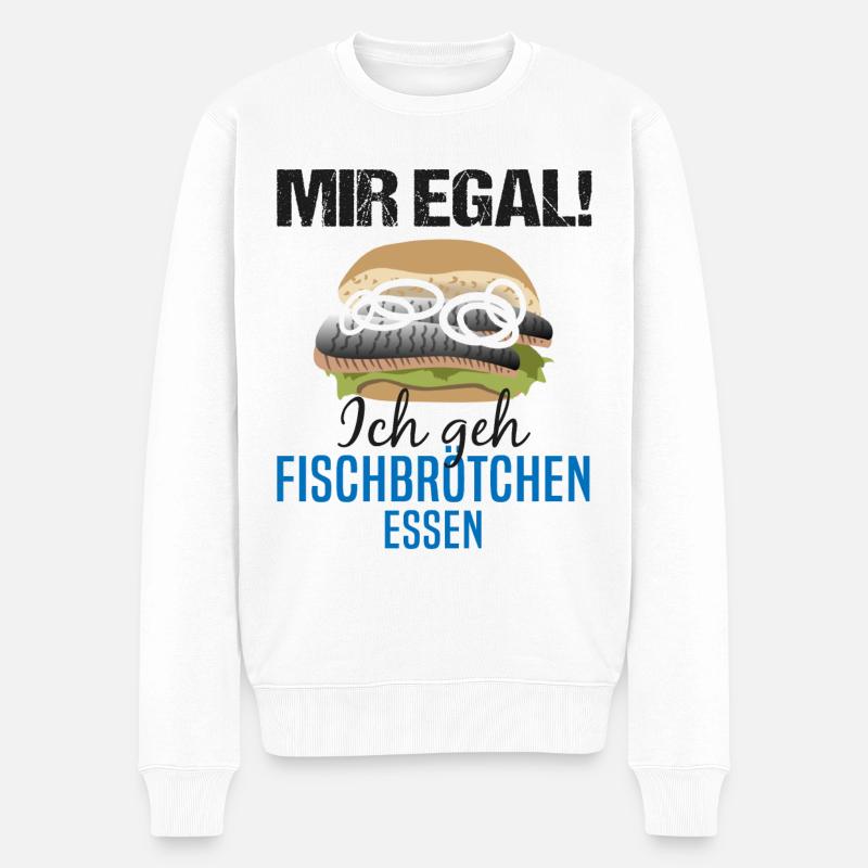 Fischbrötchen als Priorität - Lebensmotto - Männer Premium Bio Pullover - Weiß