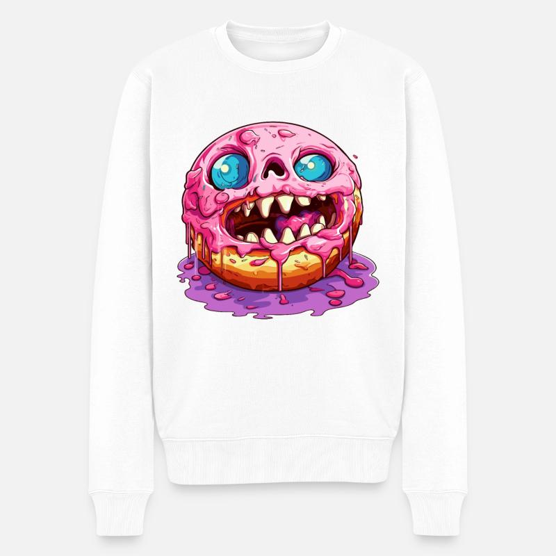 Hässlicher Monster Donut - Männer Premium Bio Pullover - Weiß