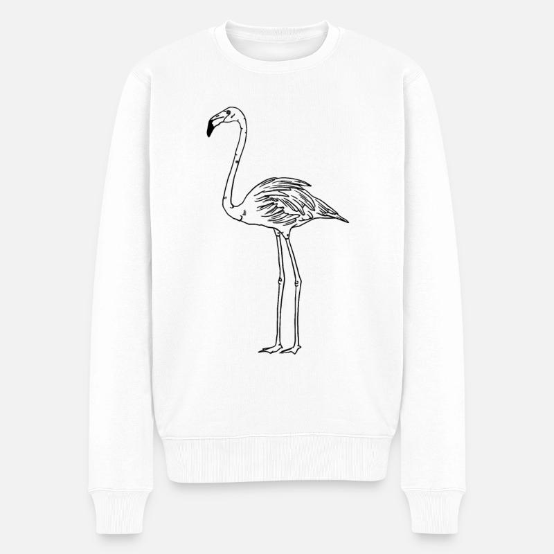 Flamingo Eleganz Exotischer Vogel Geschenk - Männer Premium Bio Pullover - Weiß