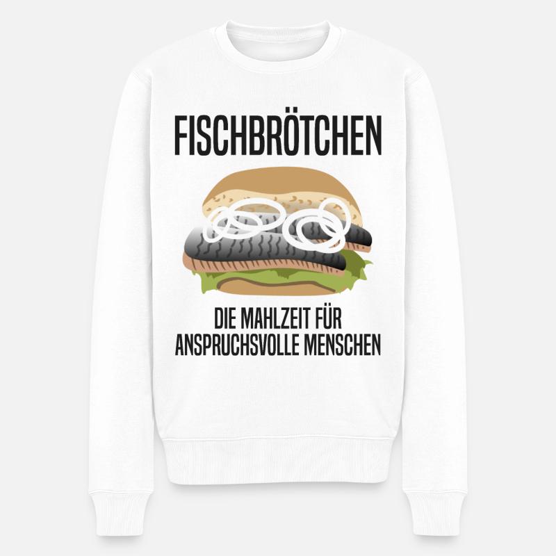 Fischbrötchen für Feinschmecker Geschenk - Männer Premium Bio Pullover - Weiß