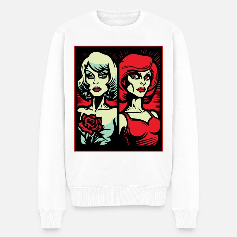 Rosen und Frauen - Männer Premium Bio Pullover - Weiß