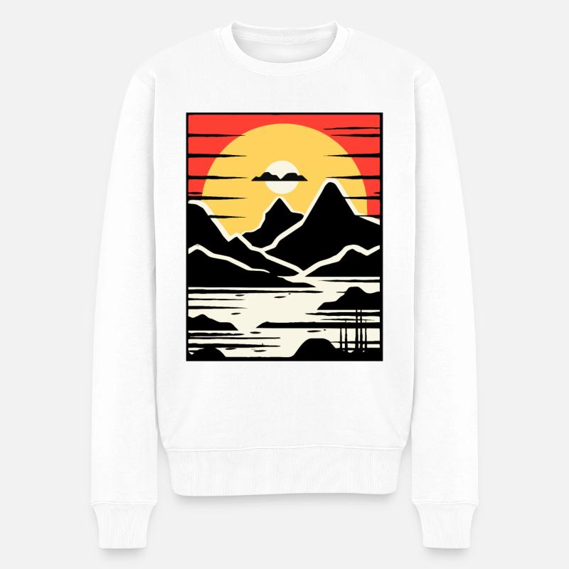 Berge und Natur - Männer Premium Bio Pullover - Weiß