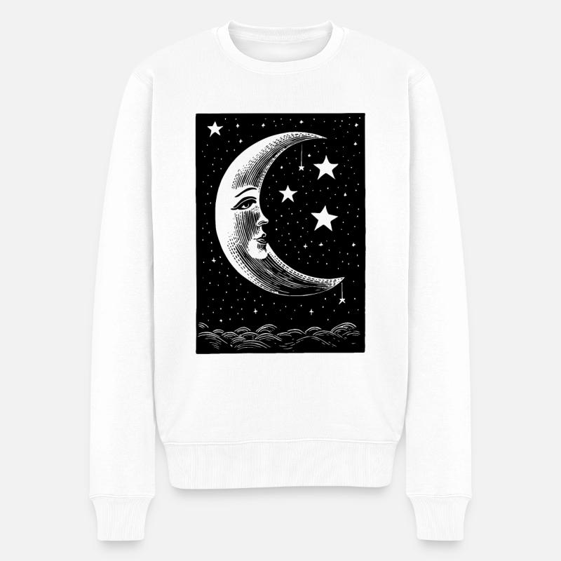 Mond und Sterne - Männer Premium Bio Pullover - Weiß