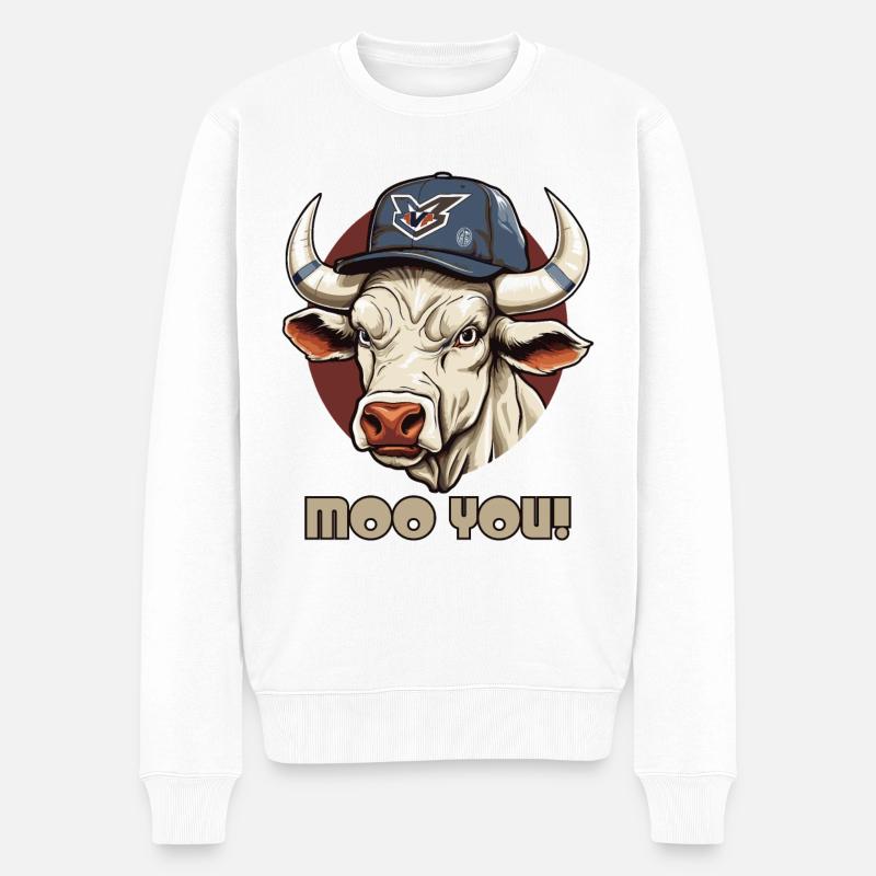 Moo You, Baseball Moo Cow - Pull Premium bio Homme - blanc