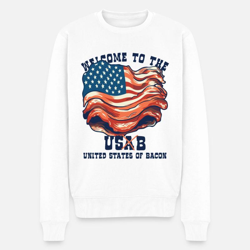 Bienvenue aux États-Unis de Bacon - Pull Premium bio Homme - blanc