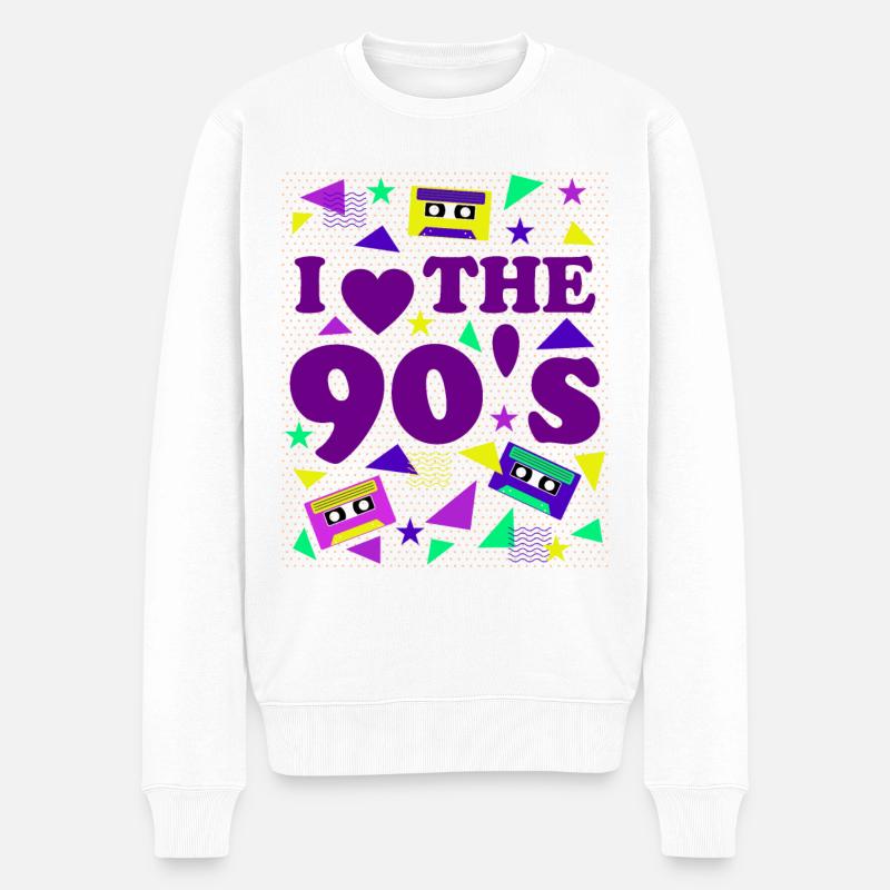 90er Jahre Liebe Purpur Retro Look - Männer Premium Bio Pullover - Weiß