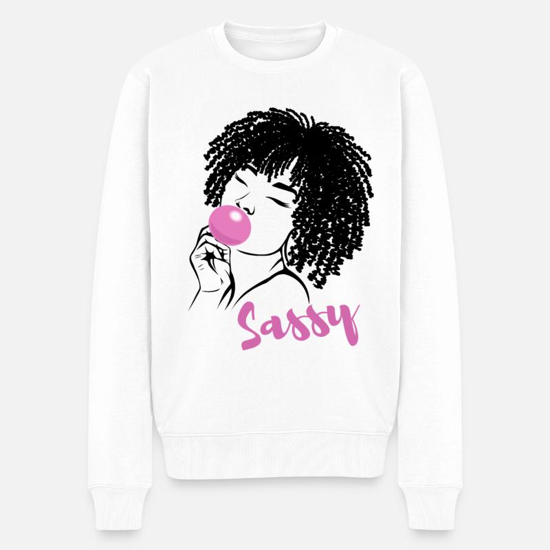 Sassy Chic mit Afro Charme - Männer Premium Bio Pullover - Weiß