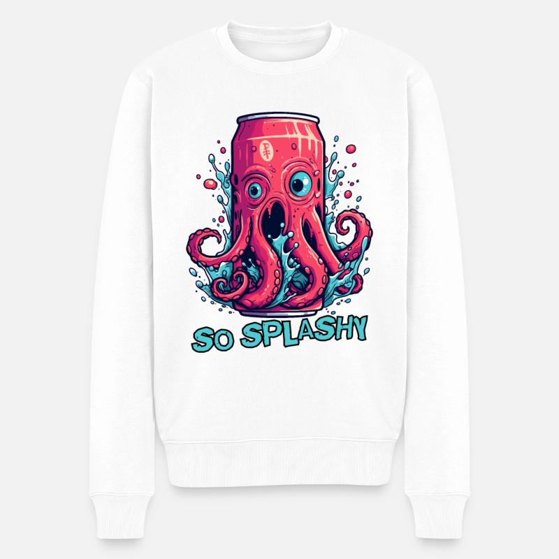 Spritziger Krake-Soda-Drink, so spritzig - Männer Premium Bio Pullover - Weiß