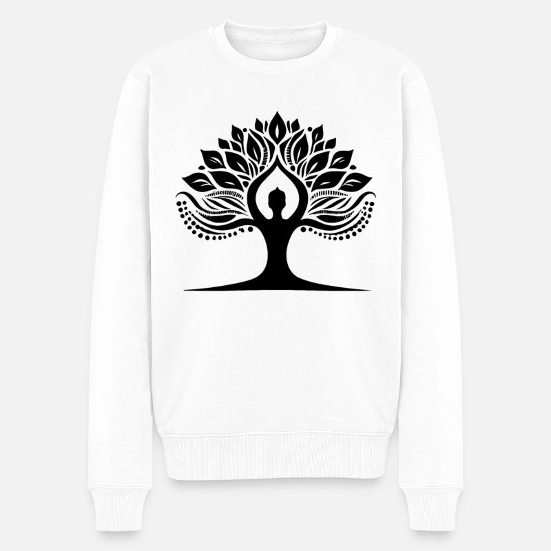 Yoga-Posen-Baum - Männer Premium Bio Pullover - Weiß