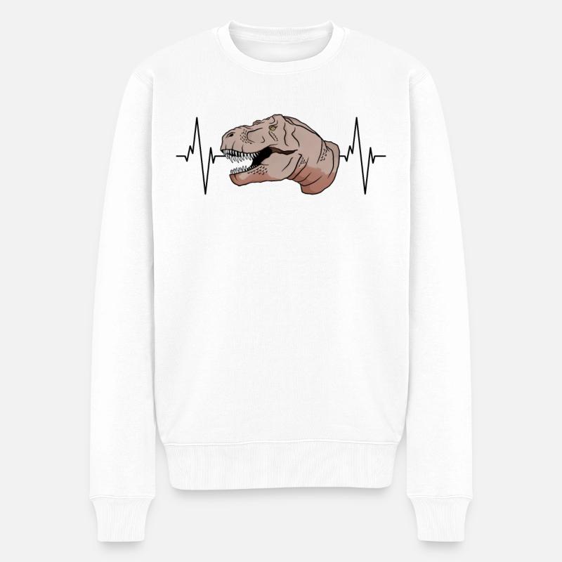 T-Rex Herzschlag Urzeit Geschenk - Männer Premium Bio Pullover - Weiß