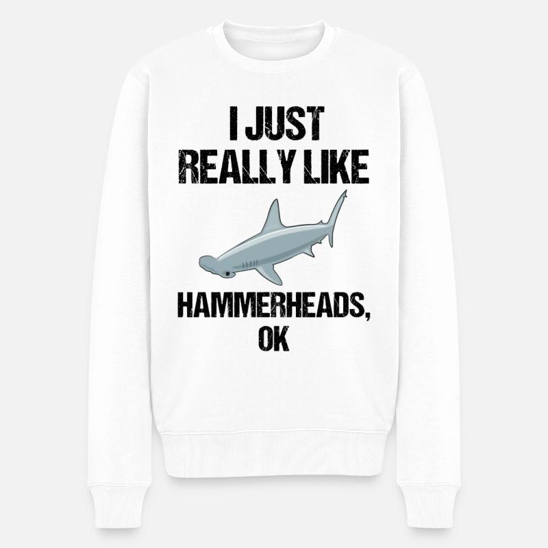 Hammerhai Enthusiast Klar & Direkt - Männer Premium Bio Pullover - Weiß