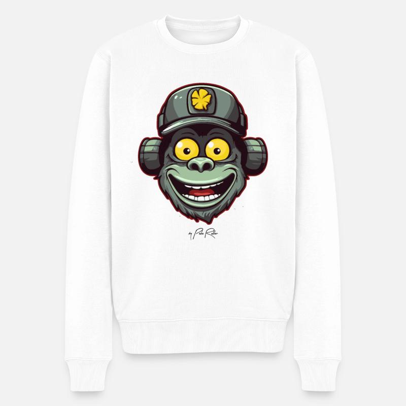Singe génial, drôle et sympathique - Pull Premium bio Homme - blanc