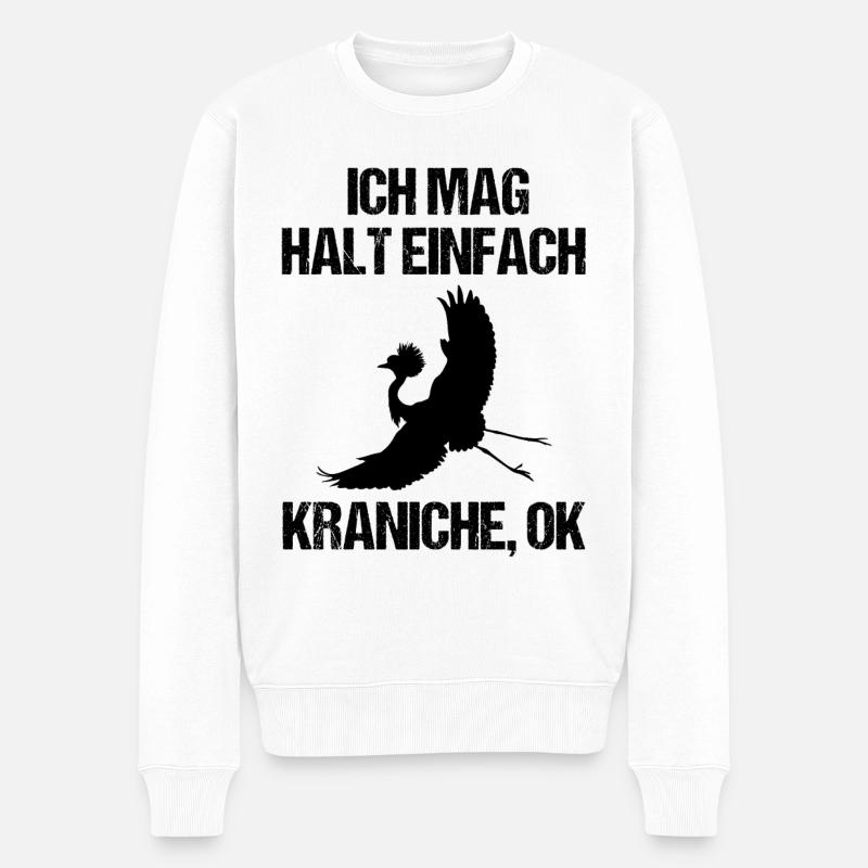 Einfach Kraniche Liebhaber Statement - Männer Premium Bio Pullover - Weiß