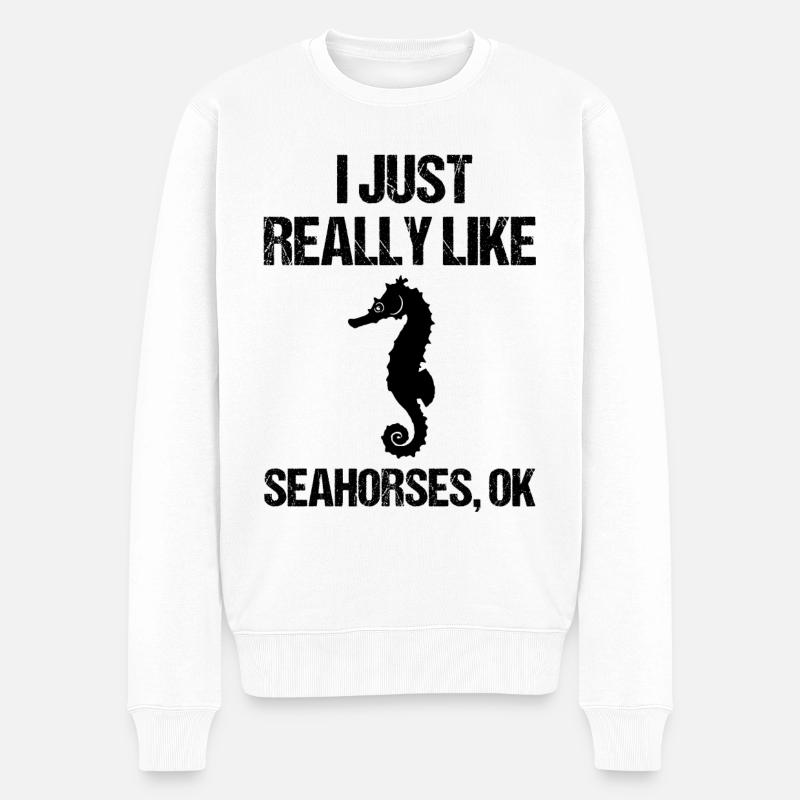 Hippocampe nautique océan amour - Pull Premium bio Homme - blanc