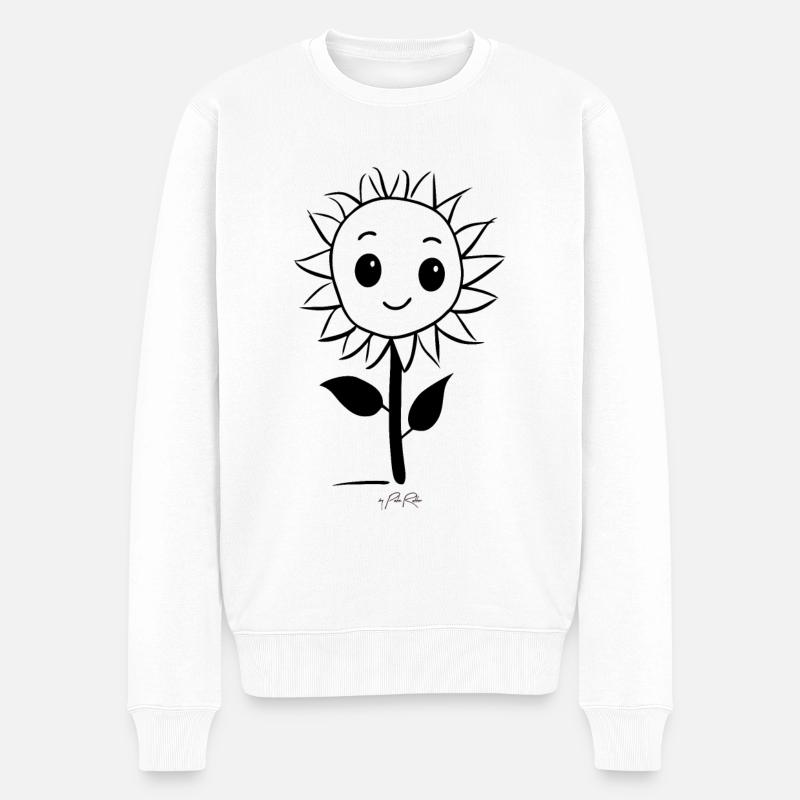 Fröhliche Sonnenblume - Männer Premium Bio Pullover - Weiß