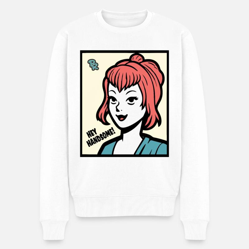 Hey, Hübscher! sagt eine bezaubernde Dame - Männer Premium Bio Pullover - Weiß