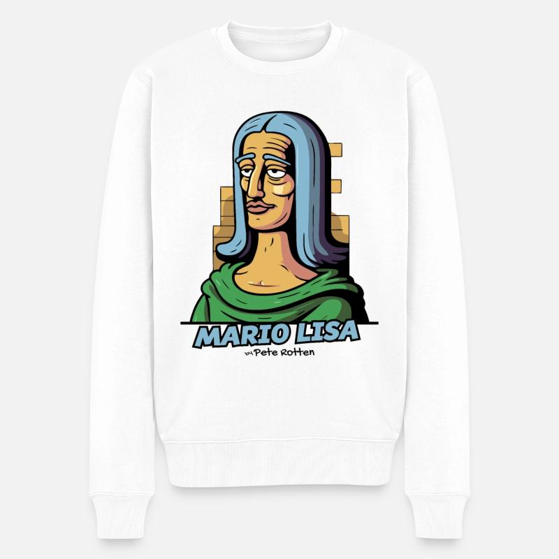Mario Lisa ist besser als Lisa's Mona - Männer Premium Bio Pullover - Weiß