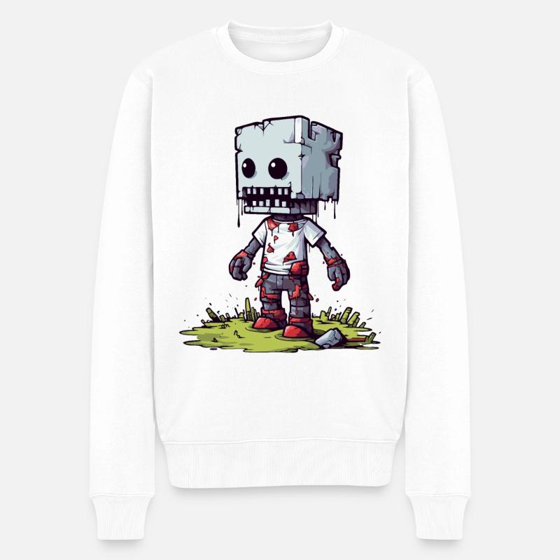Pixeliger Pixel Zombie - Männer Premium Bio Pullover - Weiß
