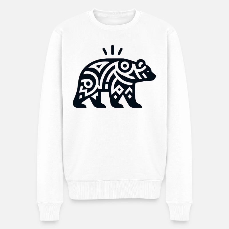 Bär Indianer-Tierkreis - Männer Premium Bio Pullover - Weiß