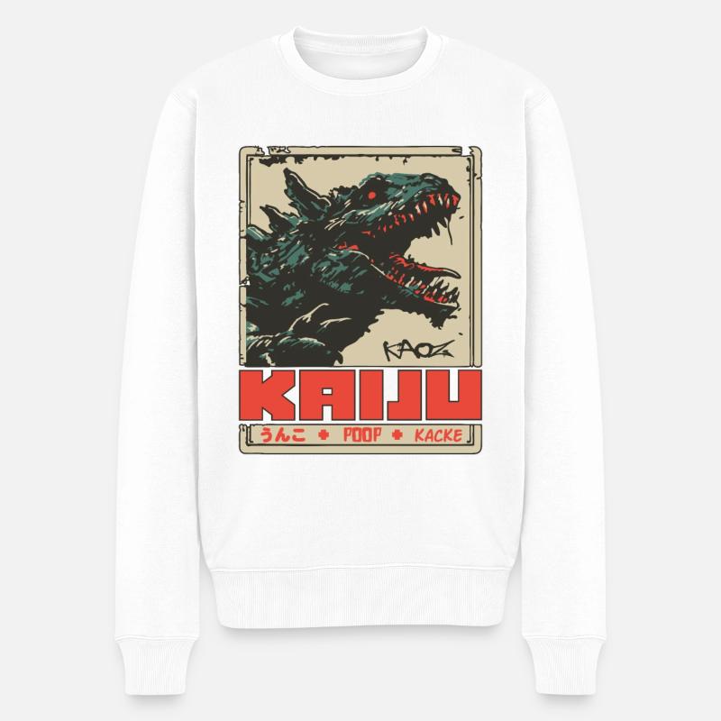 Japan Kanji Kaiju Kacke - Männer Premium Bio Pullover - Weiß