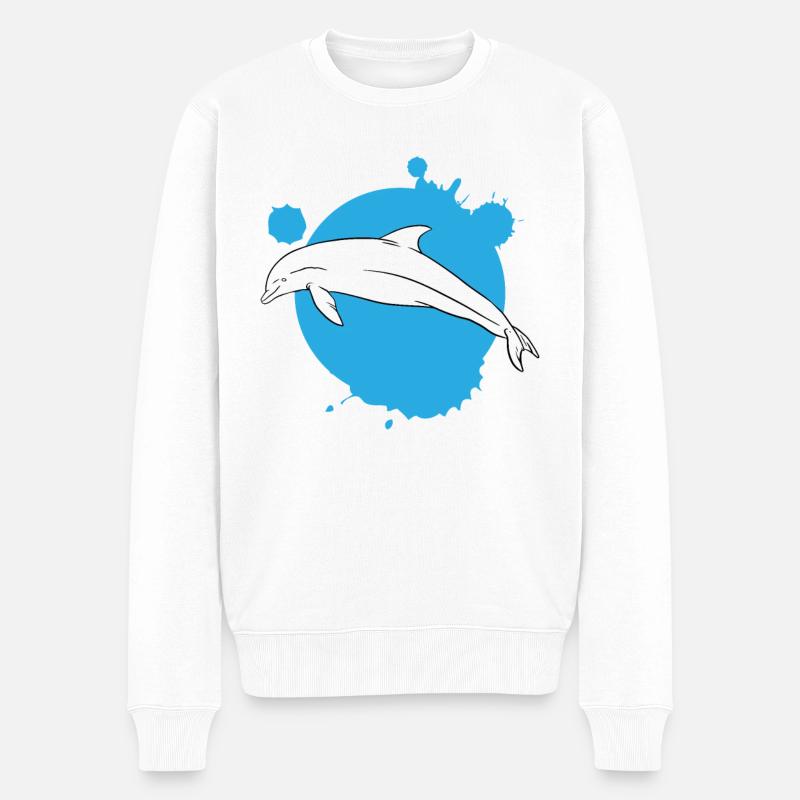 Élégant Dauphin Art peinture Splash - Pull Premium bio Homme - blanc