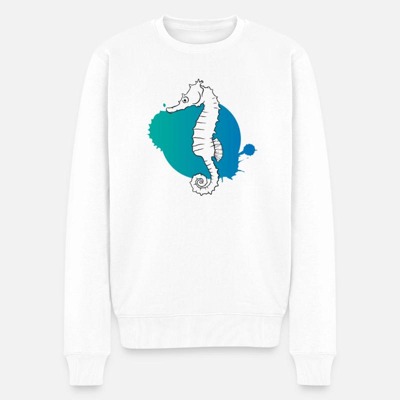 Hippocampe murmure océan mystère - Pull Premium bio Homme - blanc