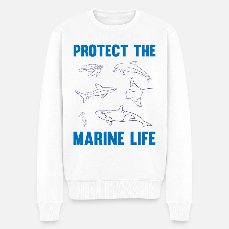Schütze Meeresleben Ozean Bewusstsein - Männer Premium Bio Pullover - Weiß