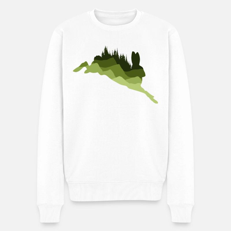 Hase Waldgeist - Natur Harmonie - Männer Premium Bio Pullover - Weiß