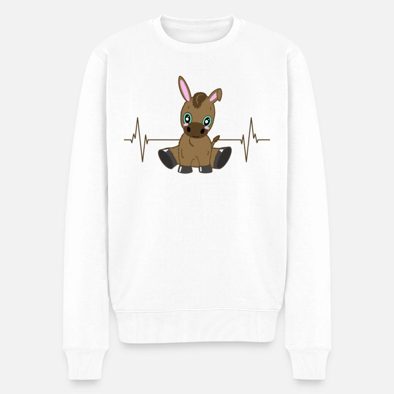 Esel Herzschlag Liebe Geschenk - Männer Premium Bio Pullover - Weiß