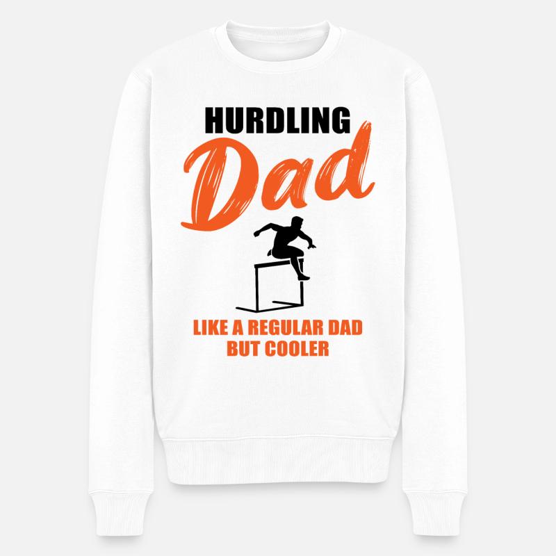Cooler Hürdenlauf-Papa - Männer Premium Bio Pullover - Weiß
