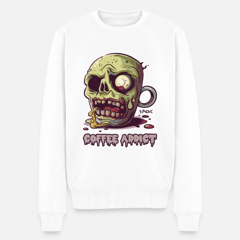 Tasse Zombie Coffee Addicted - Pull Premium bio Homme - blanc